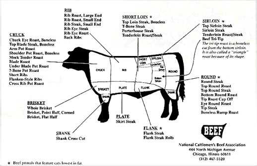 parts of beef diagram