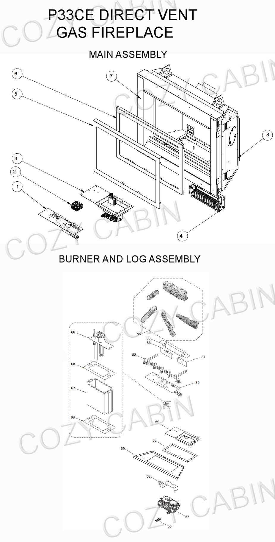 parts of fireplace diagram