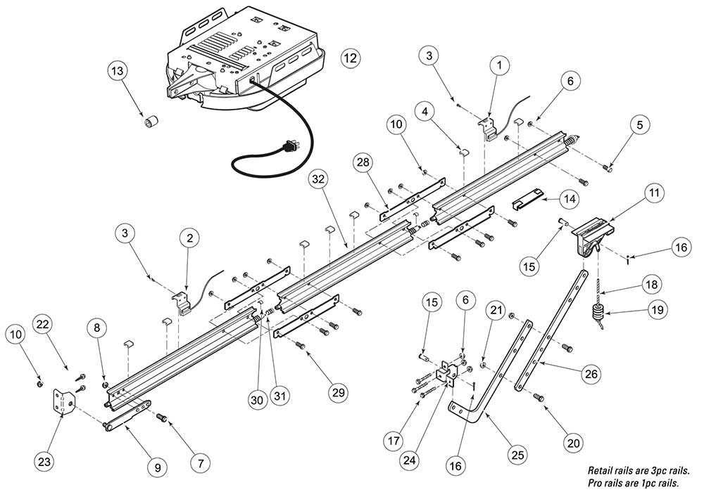 parts of garage door opener diagram