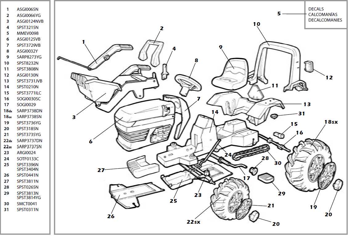 peg perego john deere tractor parts diagram