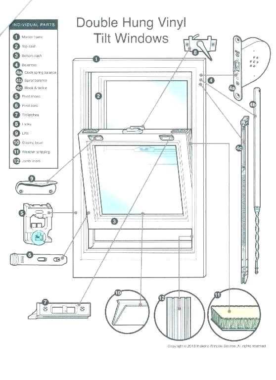 pella double hung window parts diagram