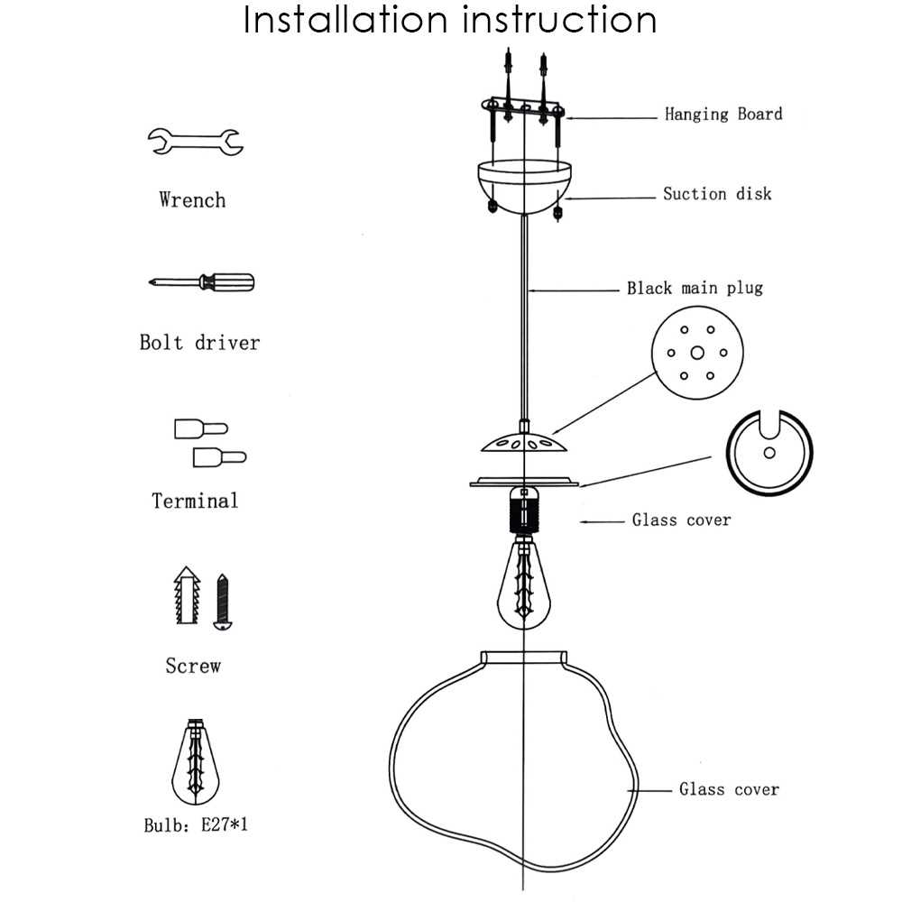 pendant lamp parts diagram