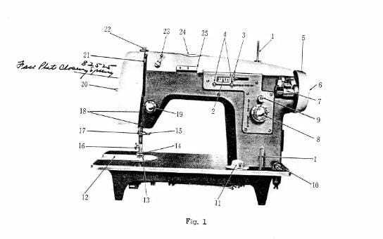 white sewing machine parts diagram