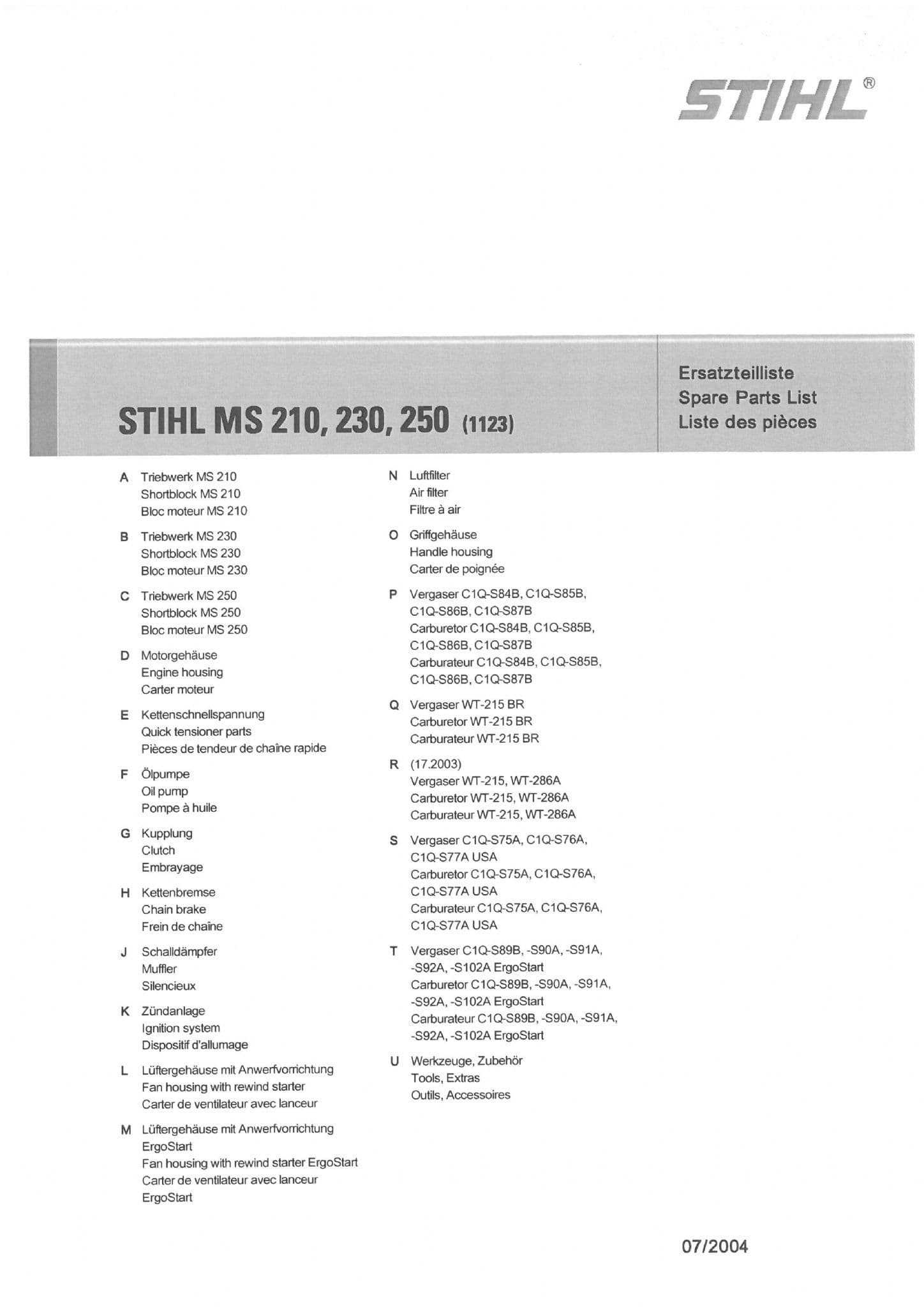 stihl ms210 parts diagram