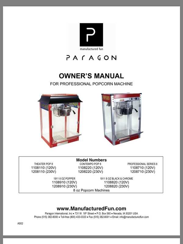 popcorn machine parts diagram