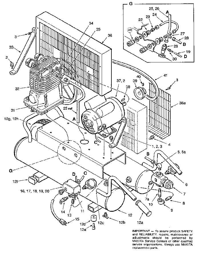 portable air compressor parts diagram