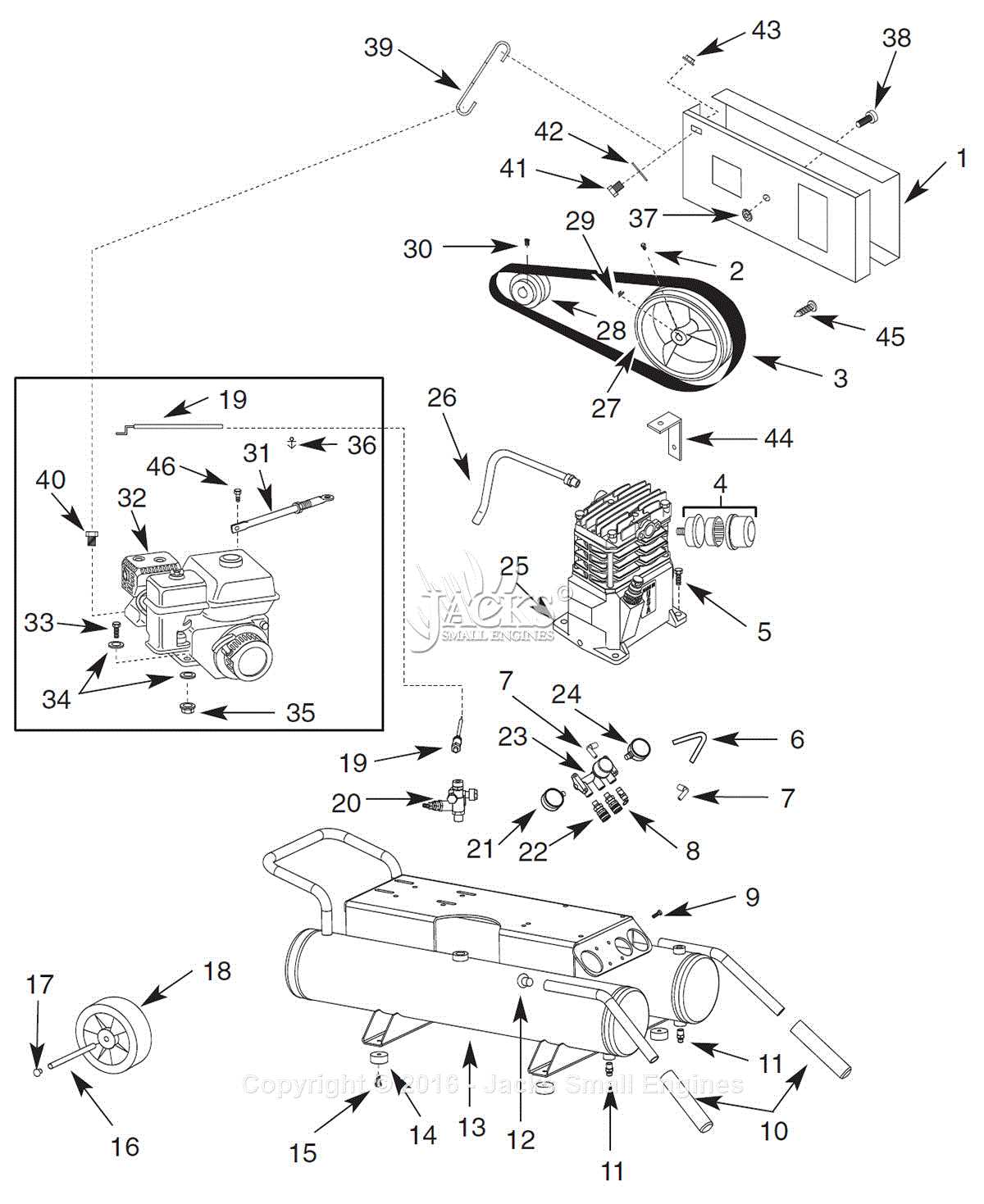 portable air compressor parts diagram