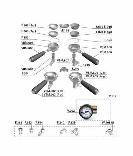 portafilter parts diagram