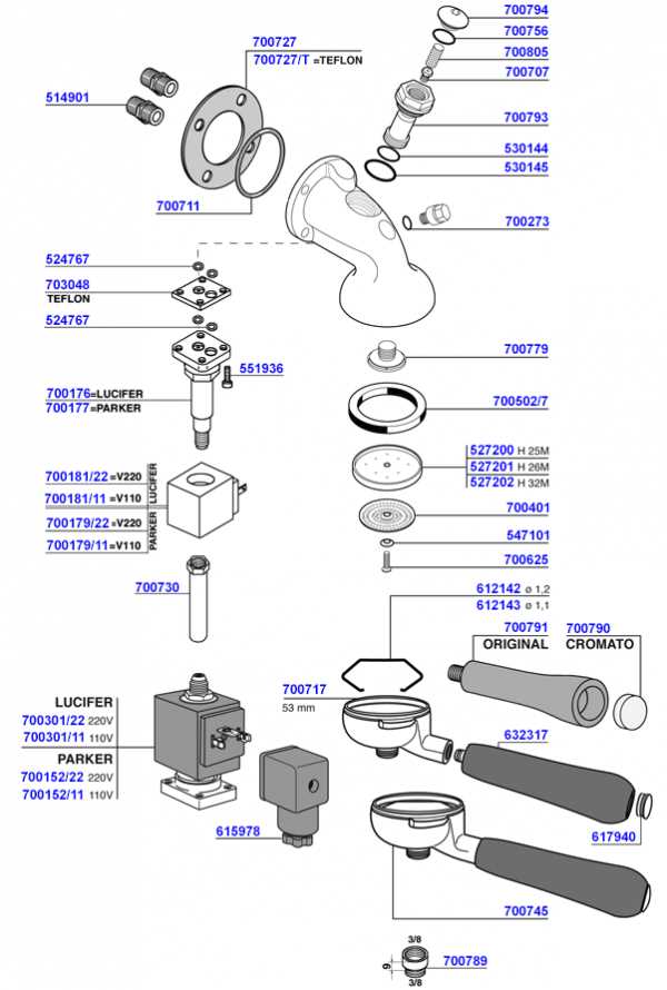 portafilter parts diagram