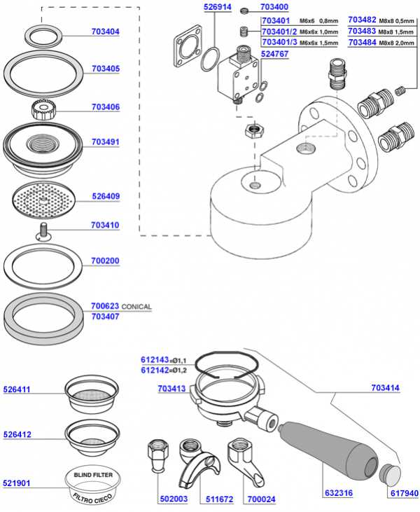 portafilter parts diagram