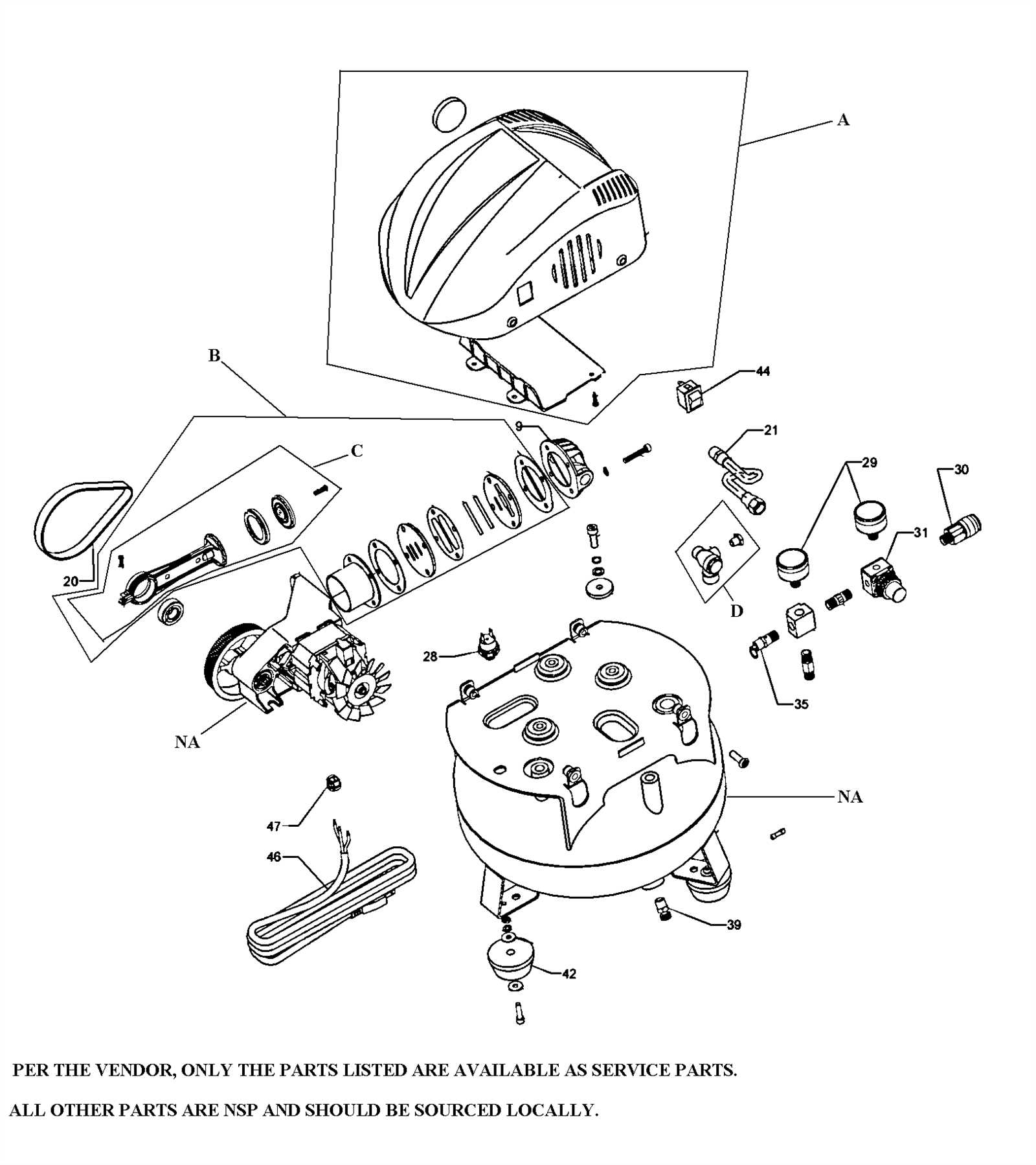 porter cable 6 gallon air compressor parts diagram