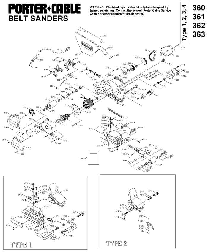 porter cable belt sander parts diagram