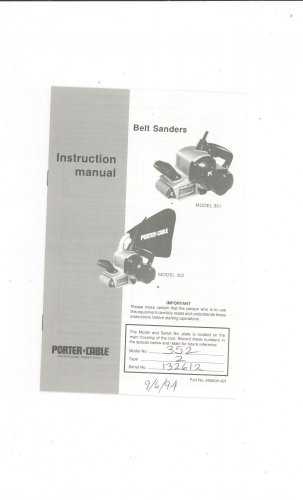 porter cable belt sander parts diagram