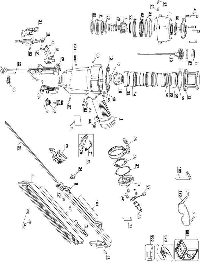 porter cable brad nailer parts diagram