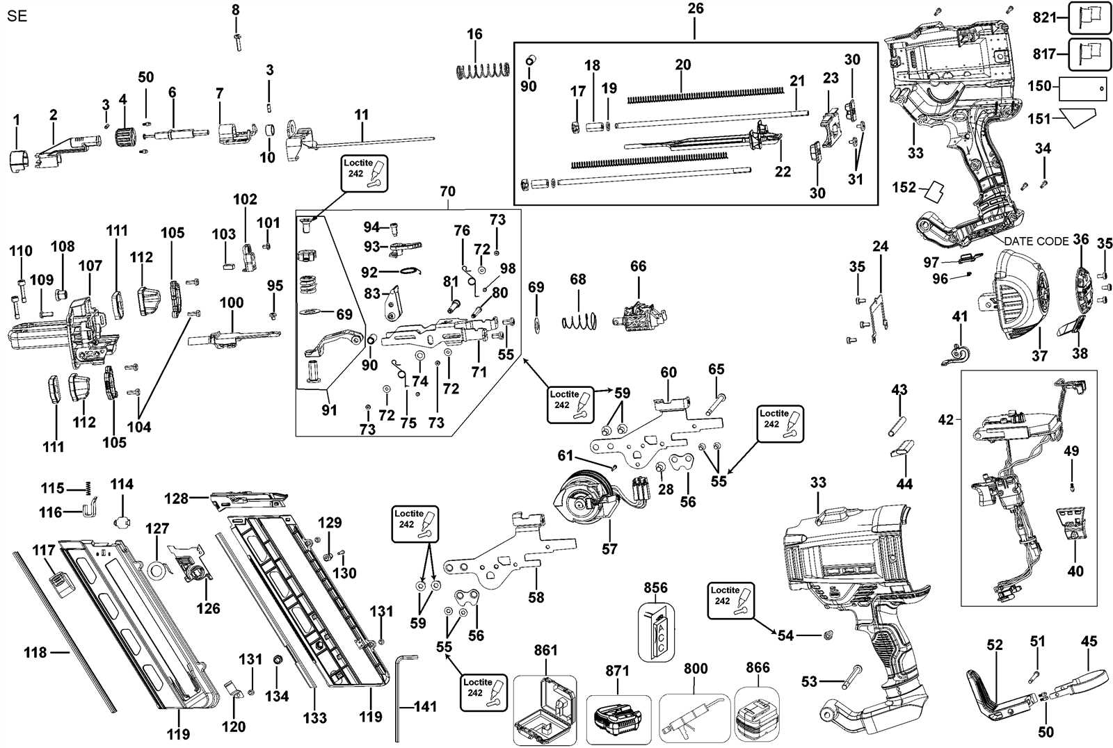 porter cable framing nailer parts diagram