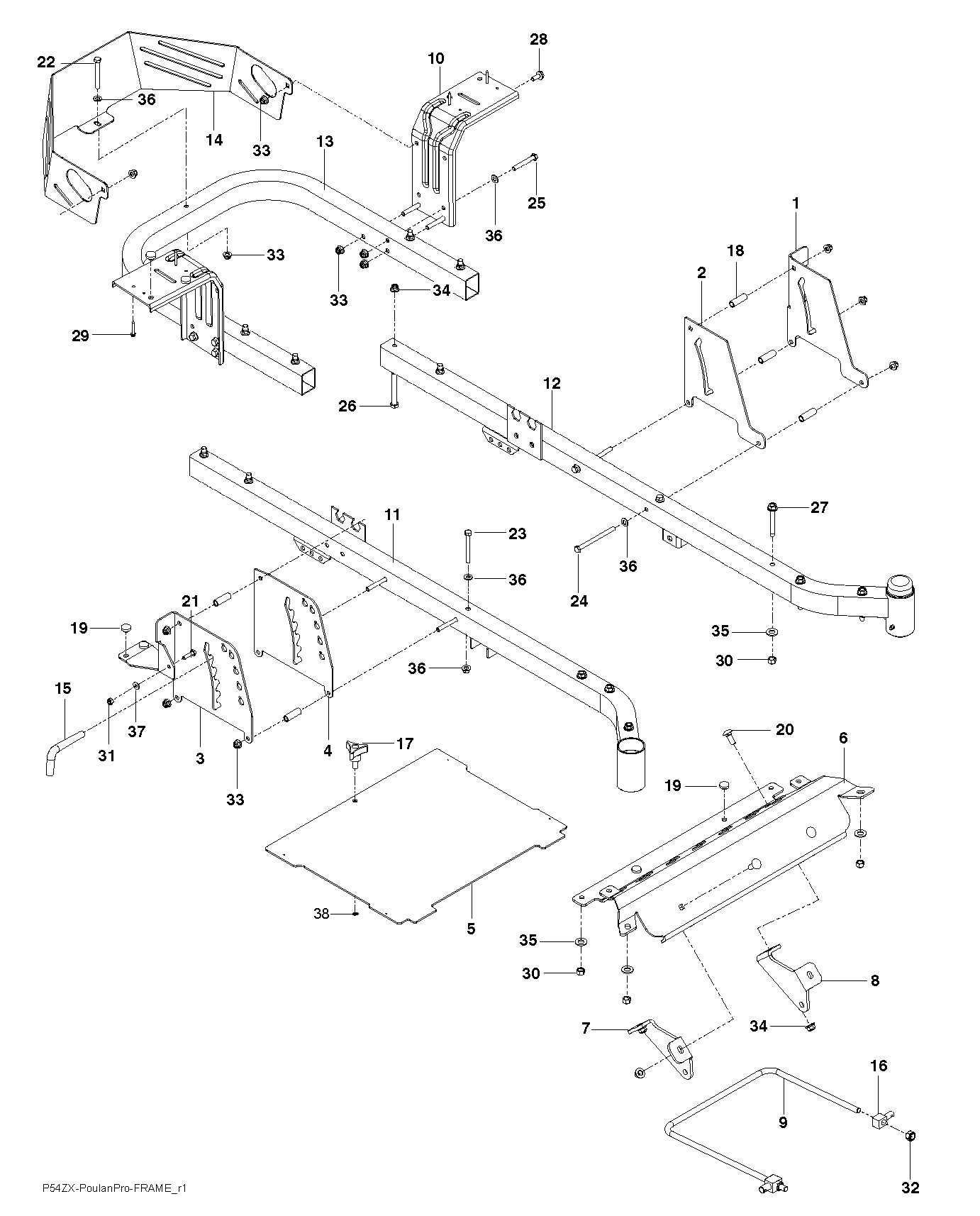 poulan riding mower parts diagram