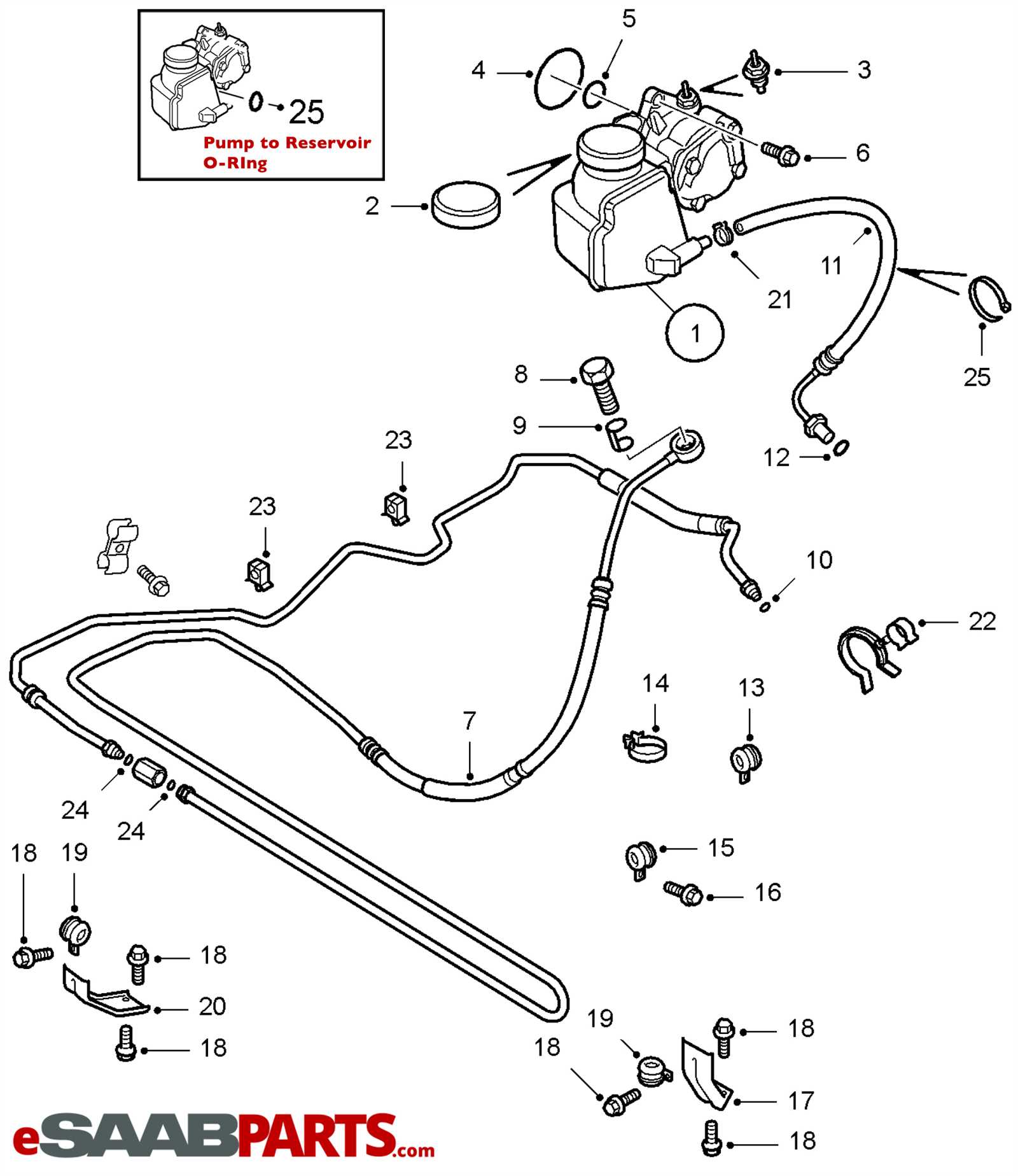 power steering parts diagram