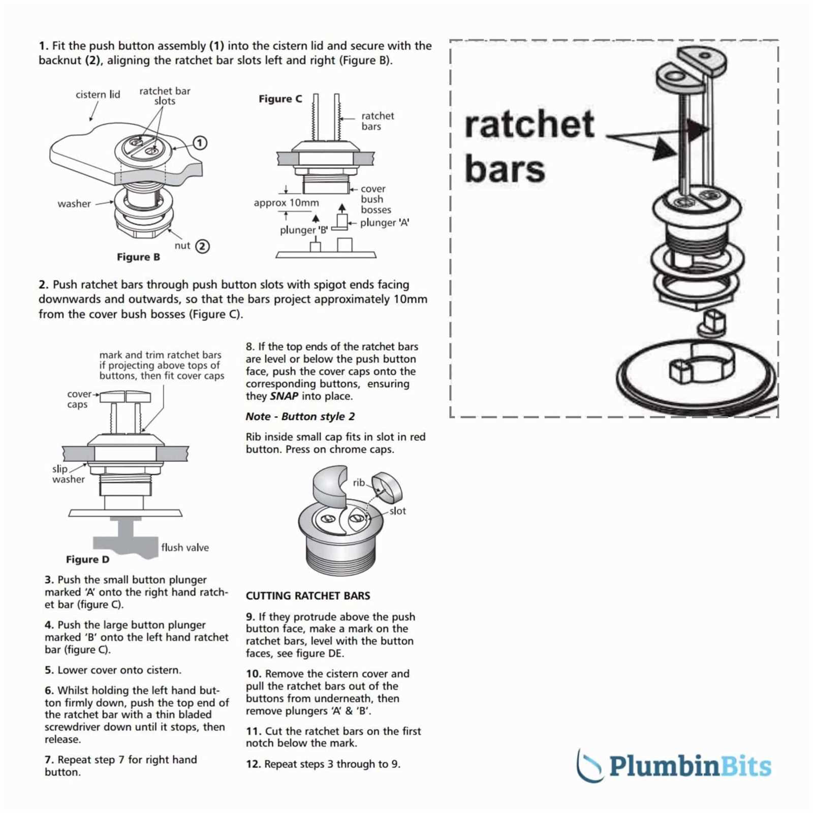 push button toilet cistern parts diagram