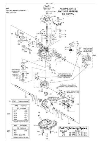 peerless 800 transaxle parts diagram