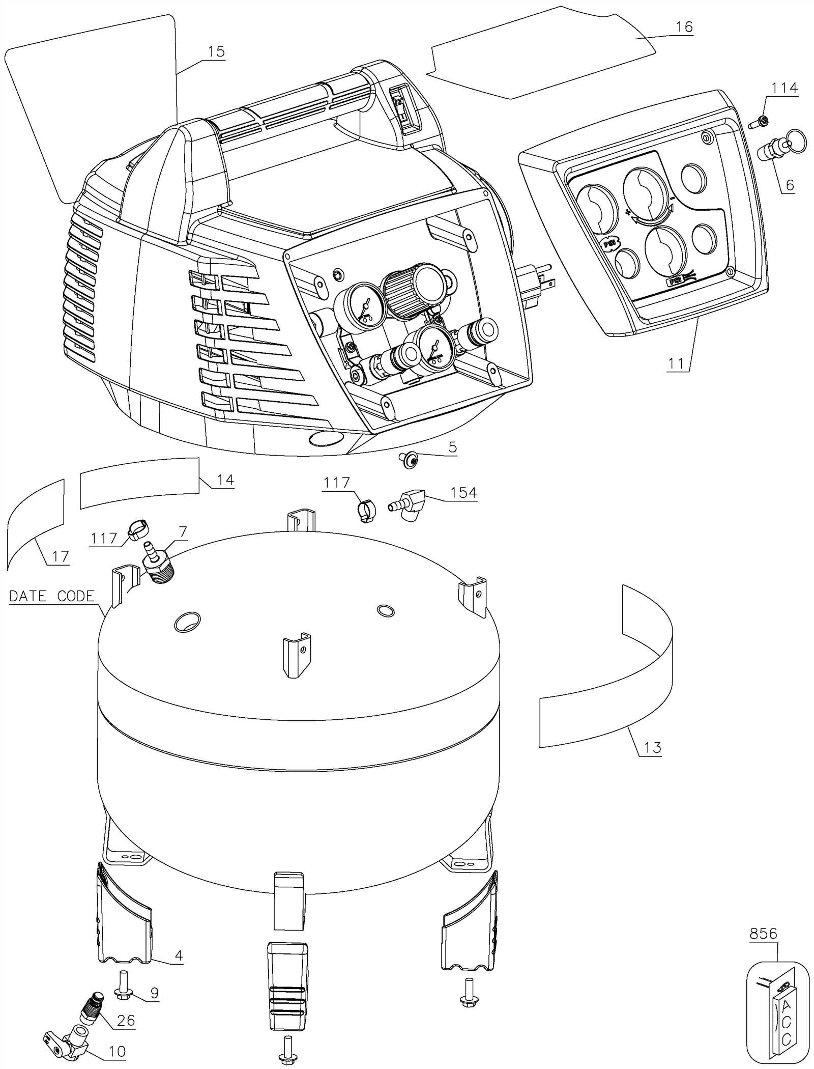 porter cable compressor parts diagram