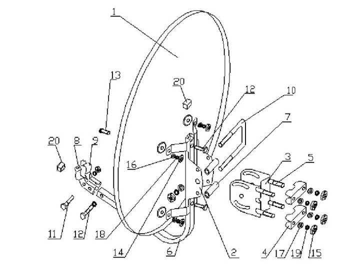 parts of a satellite dish diagram