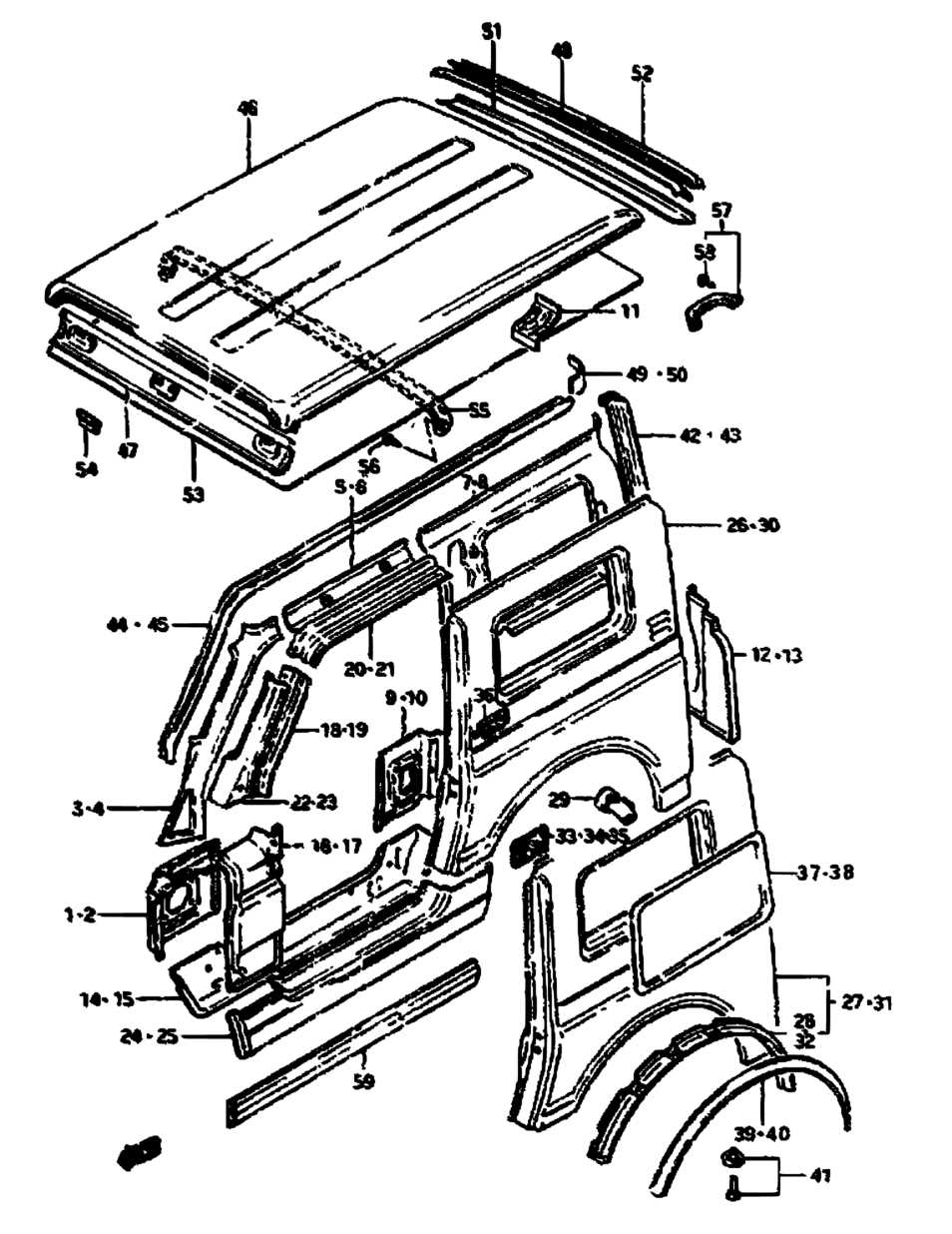 suzuki samurai body parts diagram