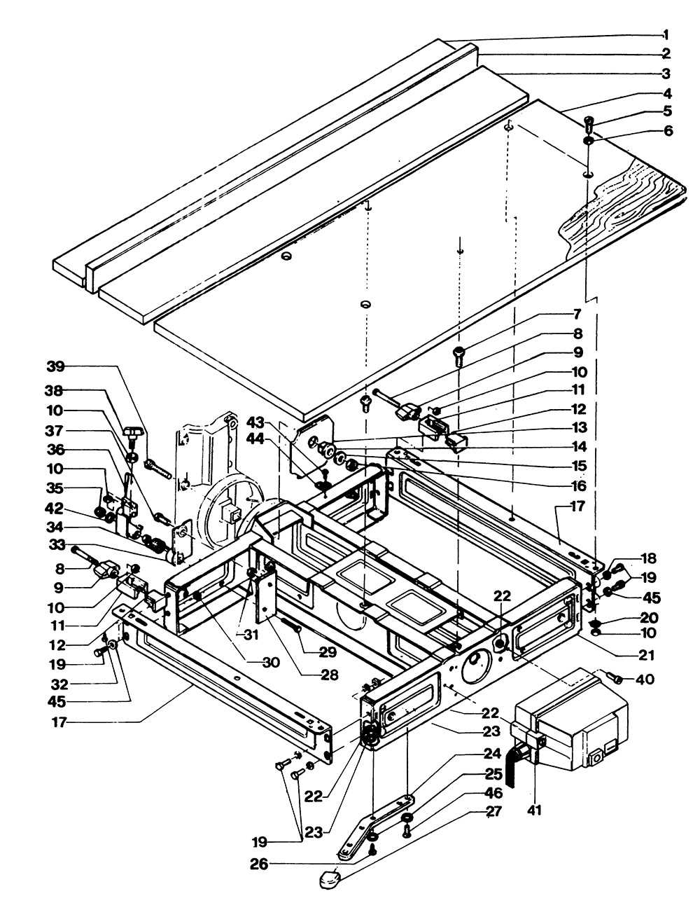 radial arm saw parts diagram