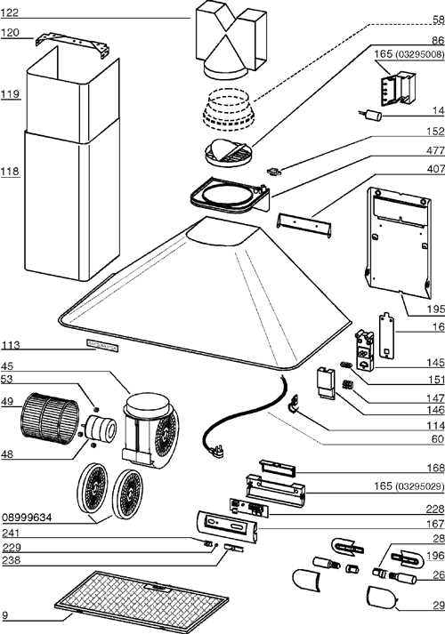 range hood parts diagram