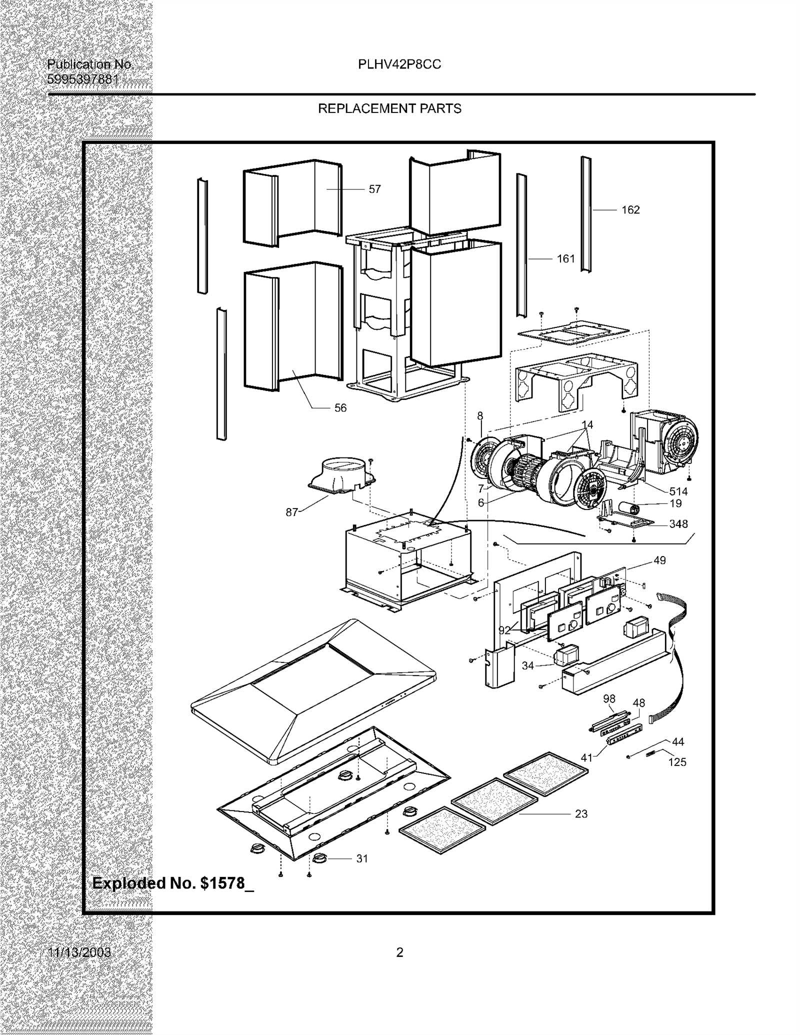 range hood parts diagram