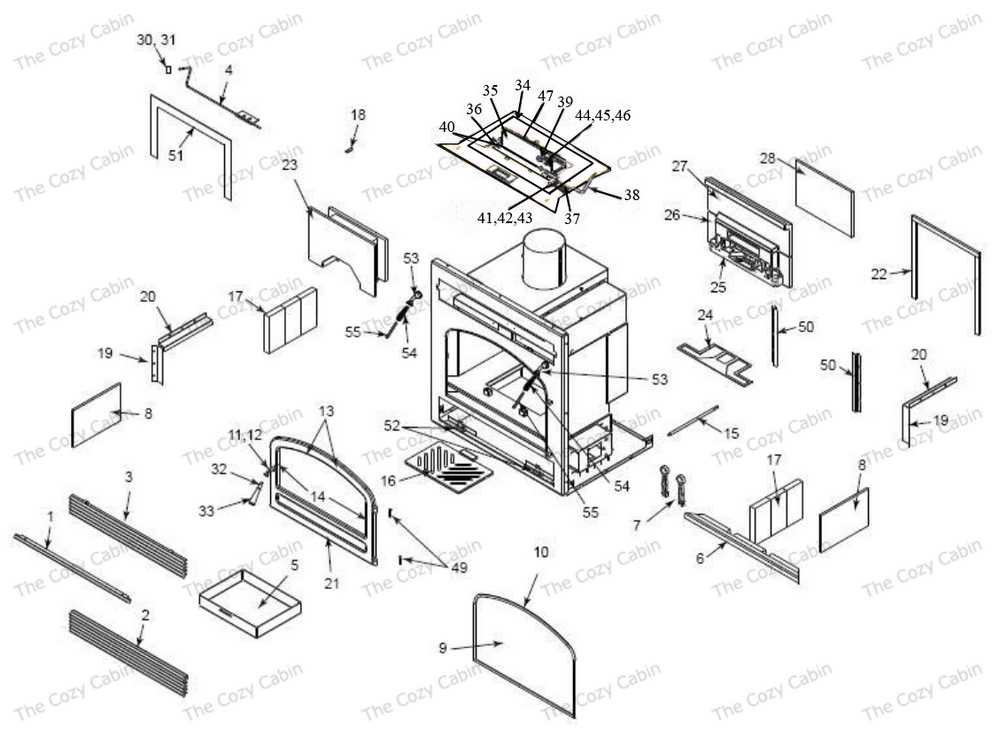 wood burning fireplace parts diagram