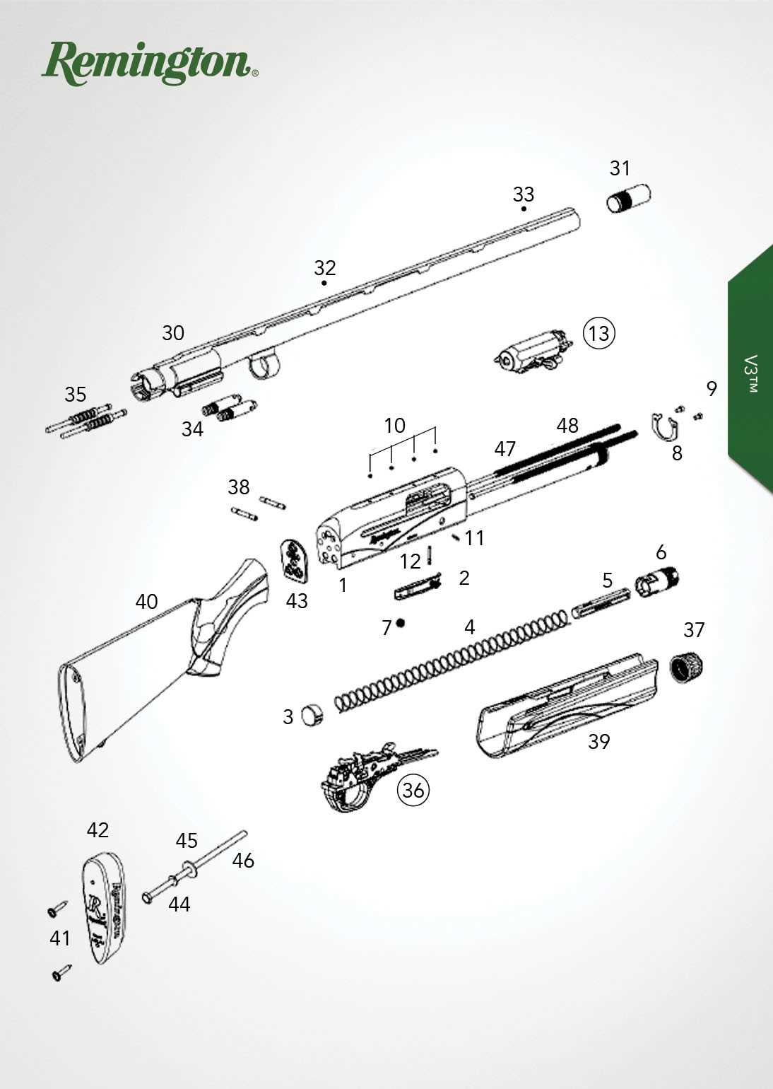 remington v3 parts diagram