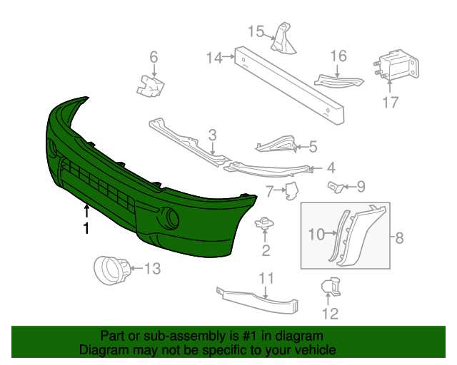 toyota tacoma front bumper parts diagram