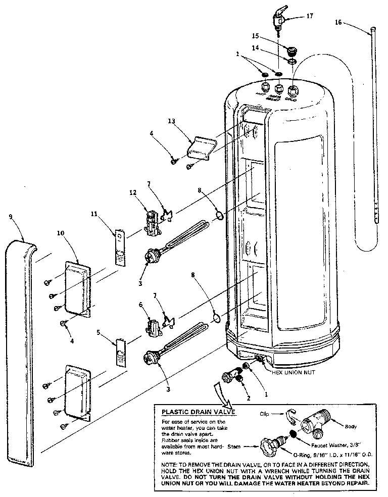 rheem water heater parts diagram