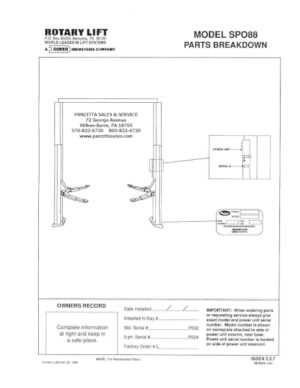 rotary lift parts diagram