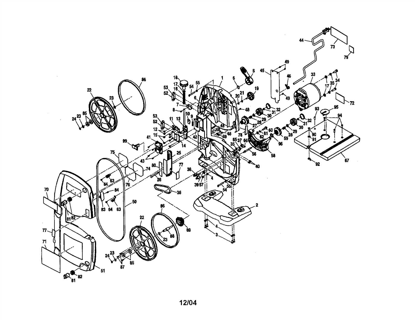 ryobi band saw parts diagram