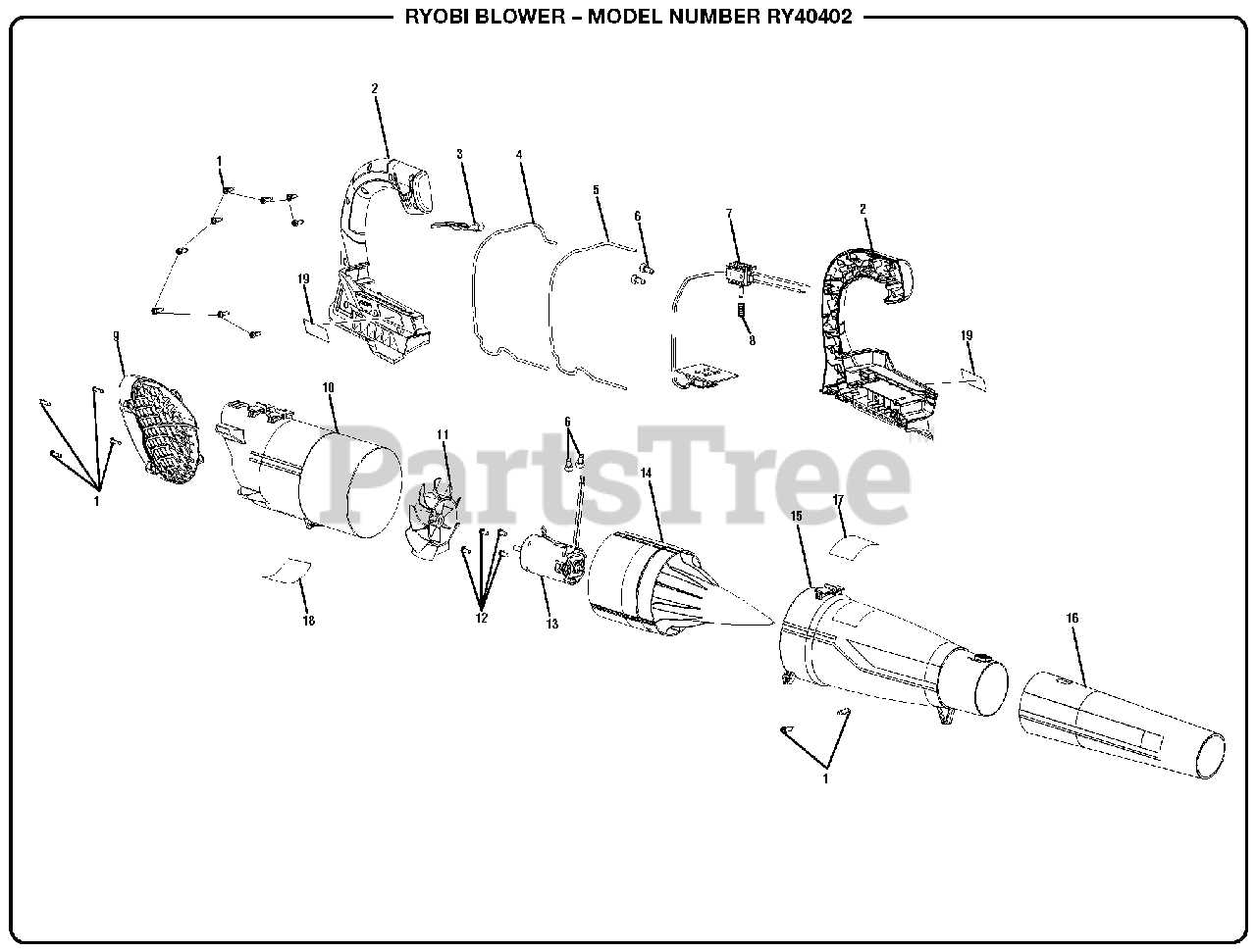 ryobi gas blower parts diagram