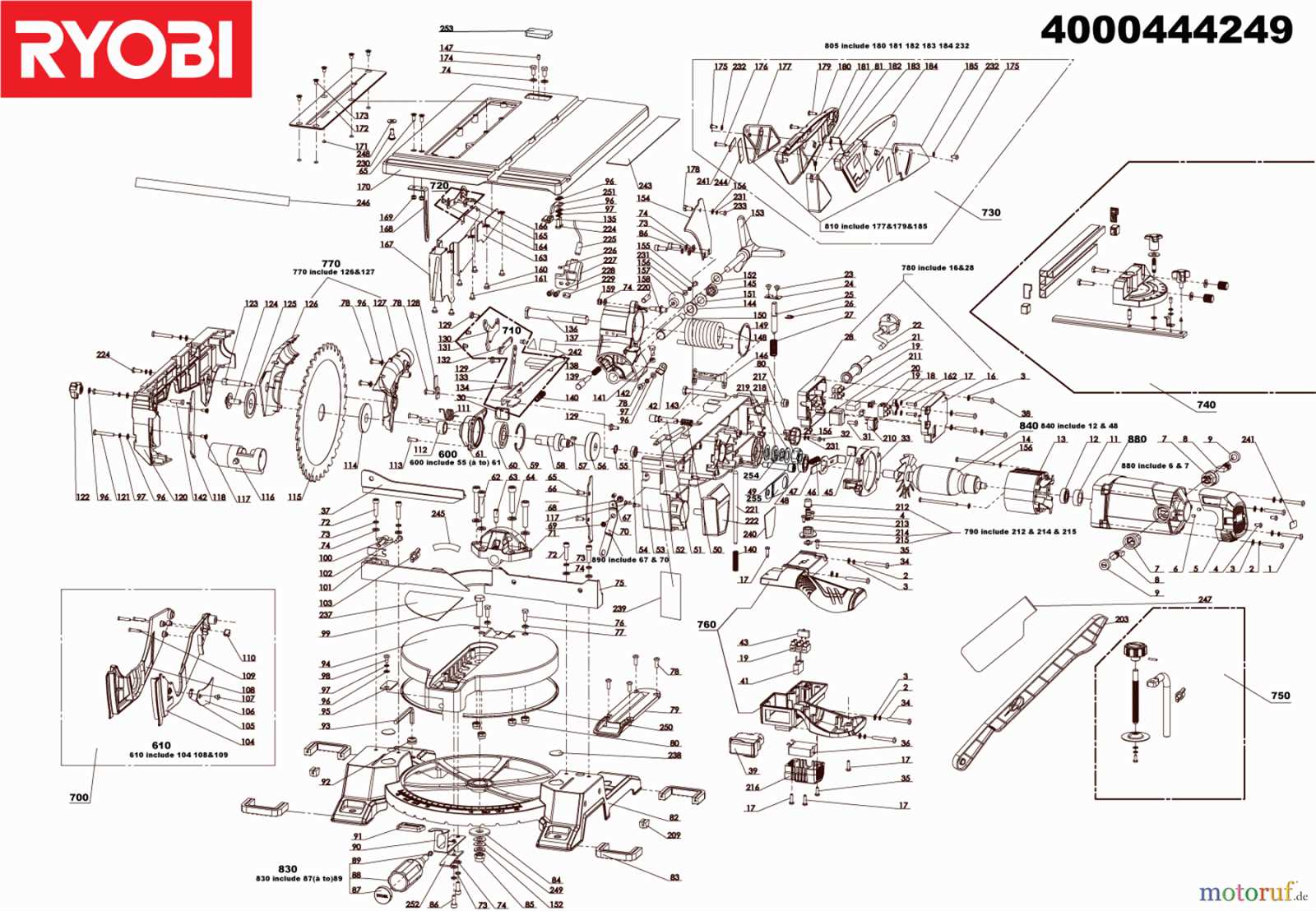 ryobi mitre saw parts diagram