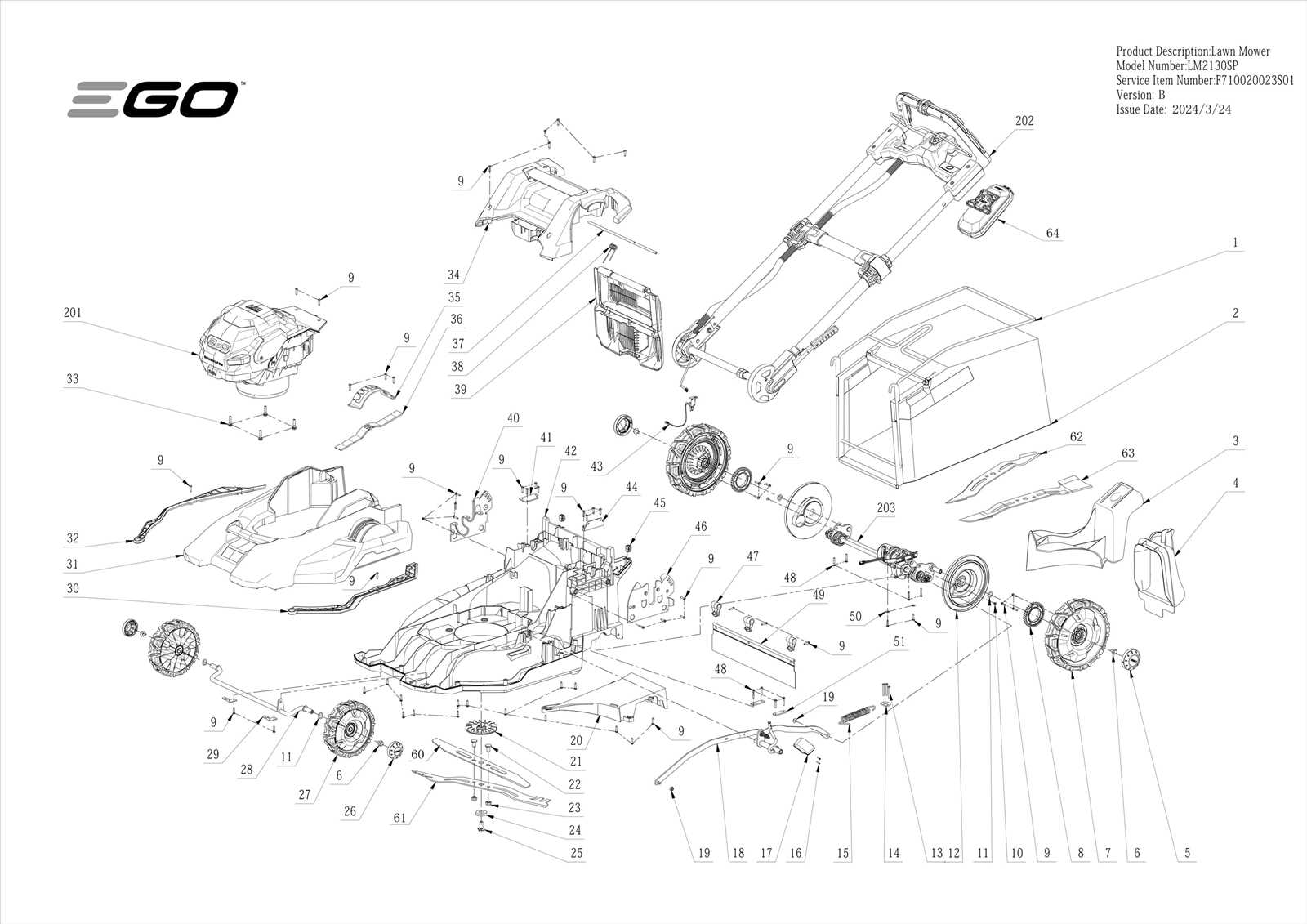 ryobi mower parts diagram