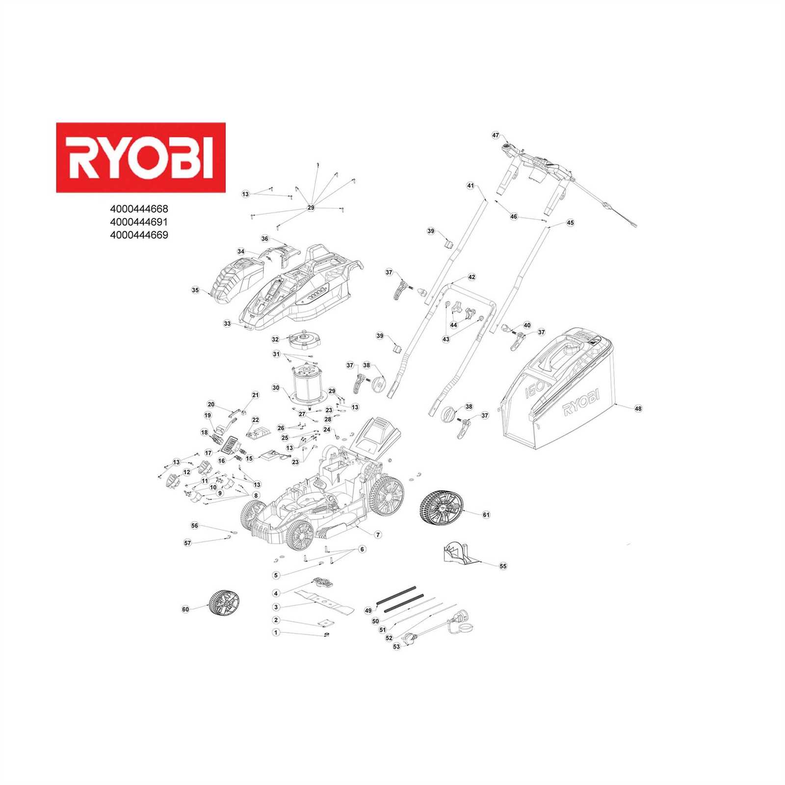 ryobi mower parts diagram