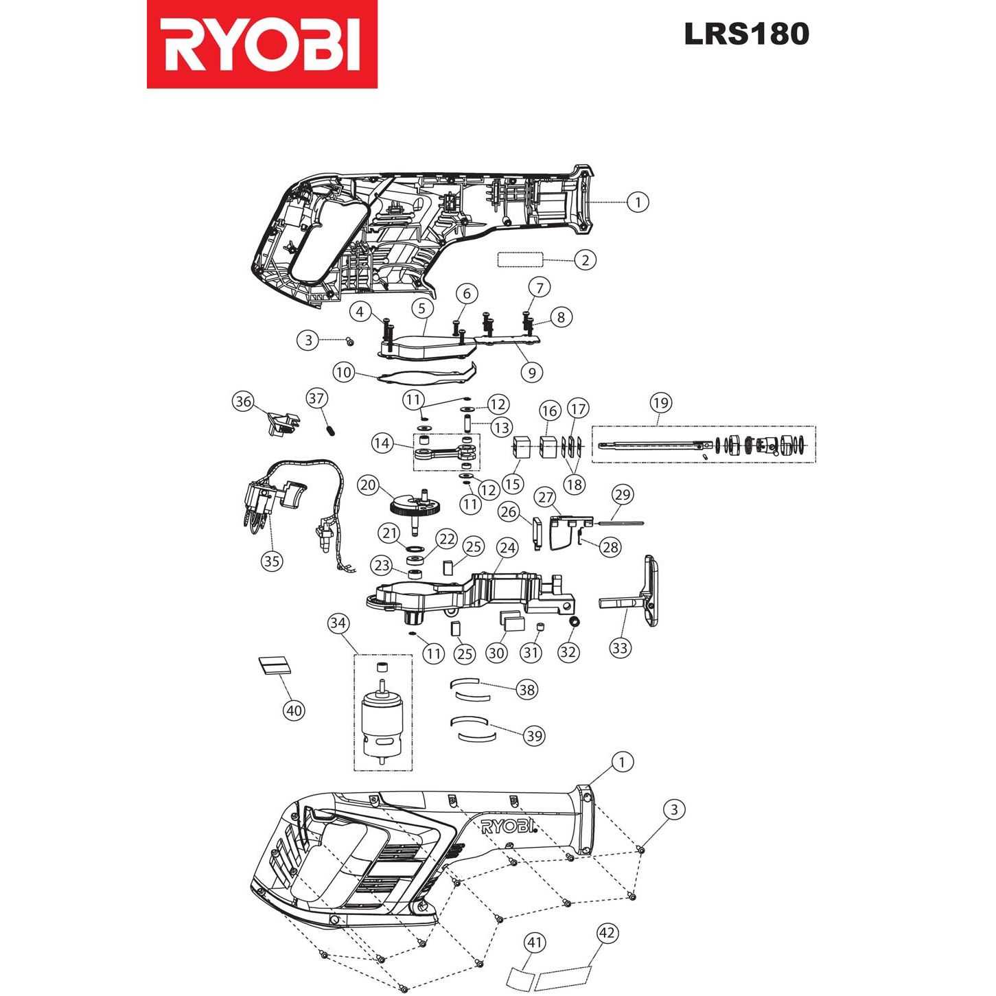 ryobi reciprocating saw parts diagram