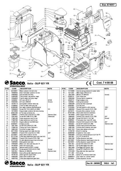 saeco exprelia evo parts diagram