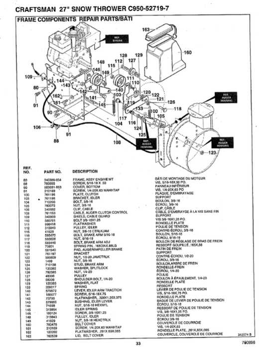 sears craftsman snowblower parts diagram