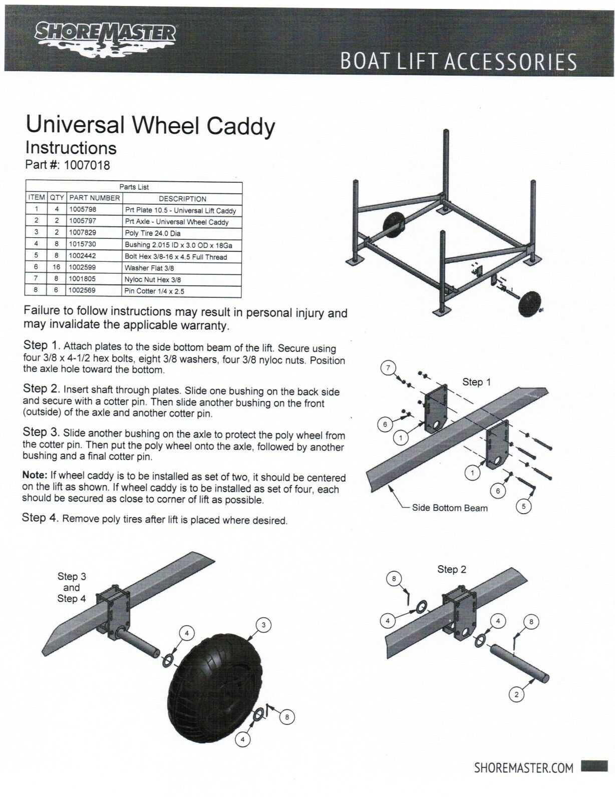 shorestation boat lift parts diagram