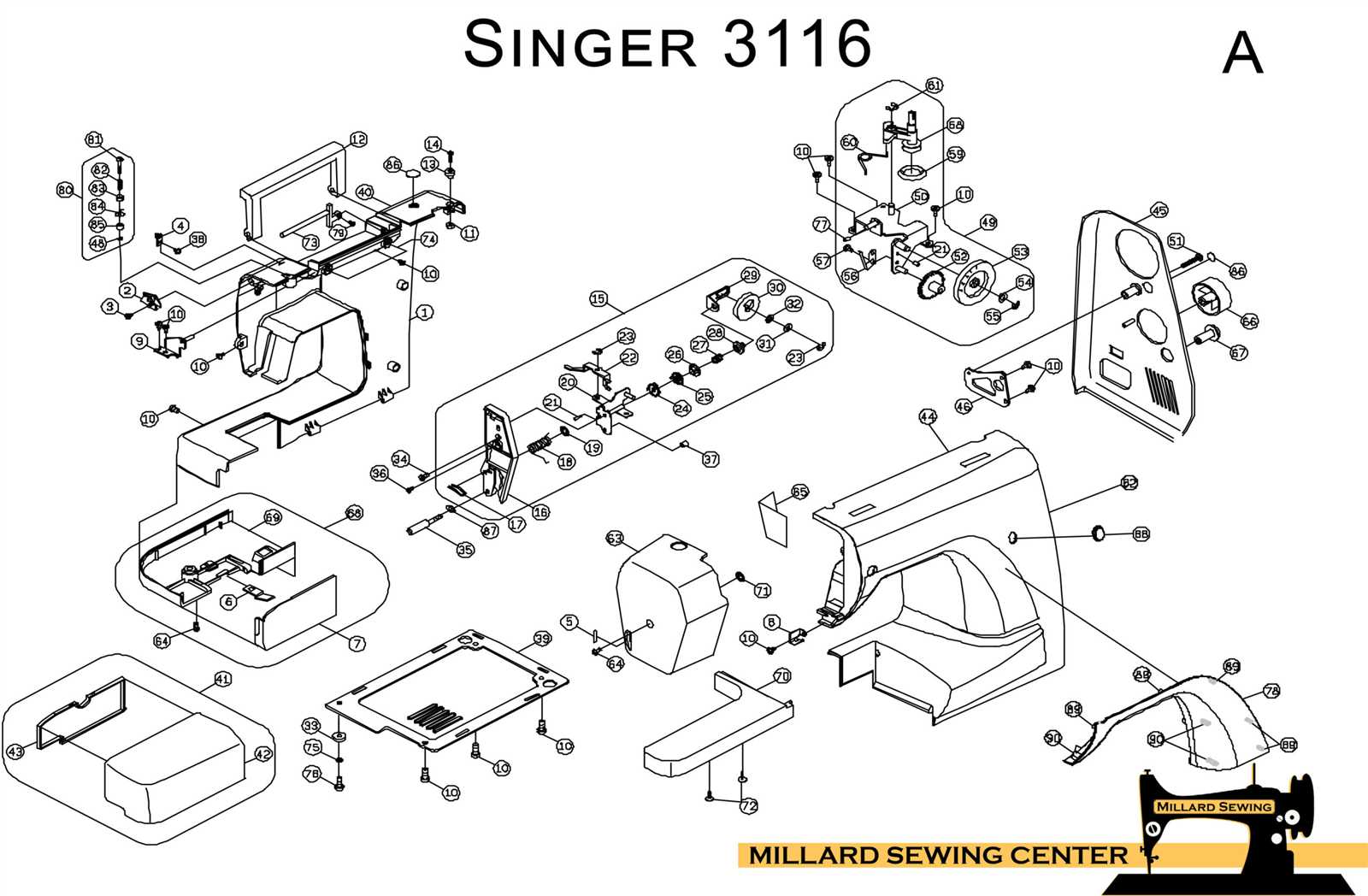 singer sewing machine parts diagram