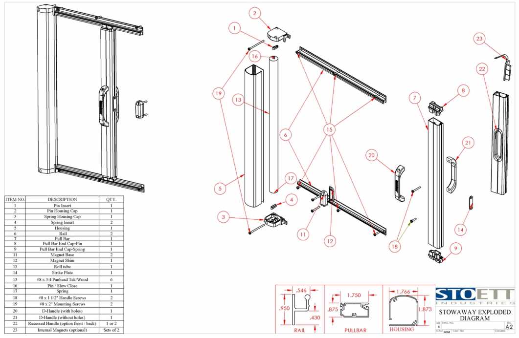 sliding screen door parts diagram