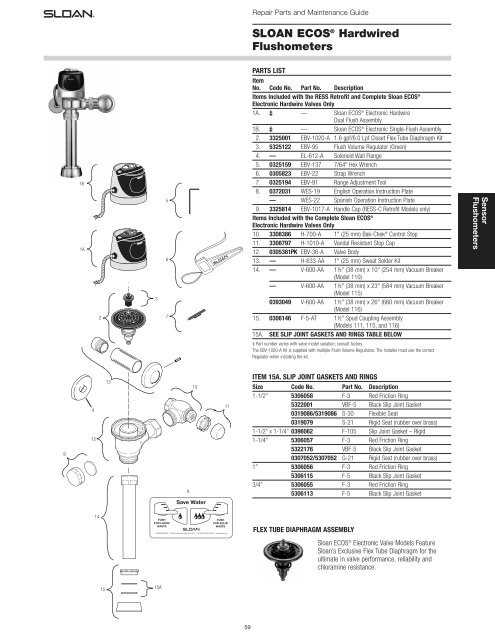 sloan flushometer parts diagram