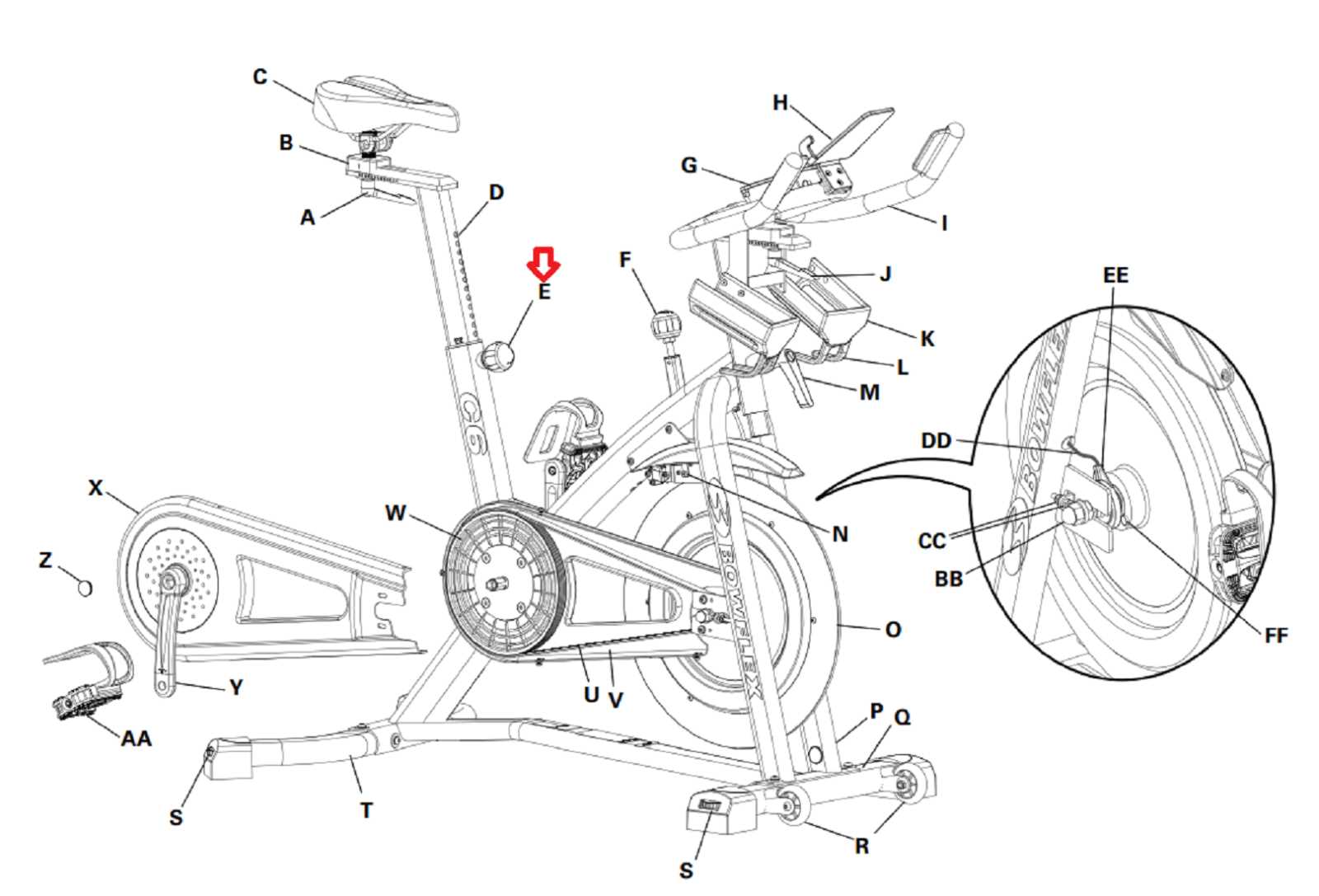 spinning bike parts diagram