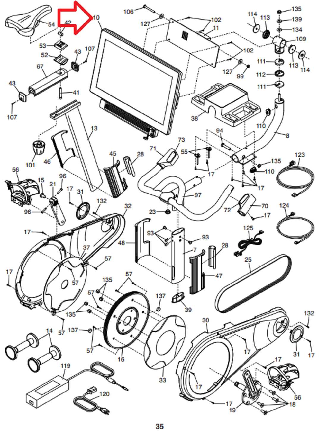 stationary bike parts diagram