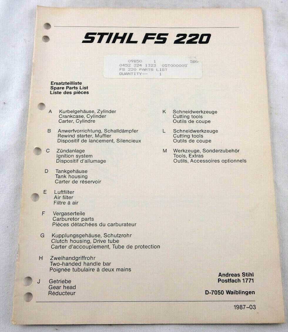 stihl fs 220 parts diagram