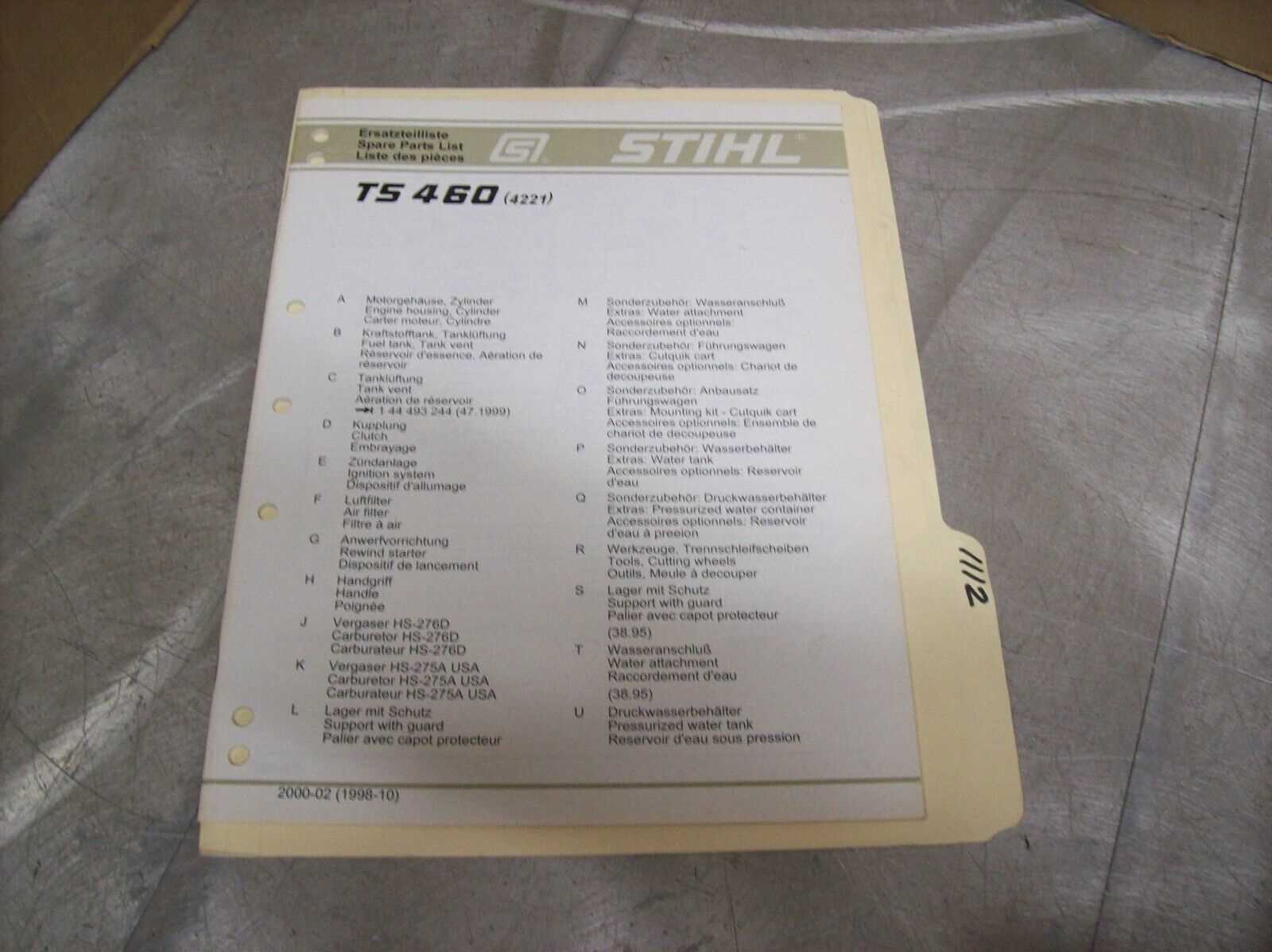 stihl ts460 parts diagram